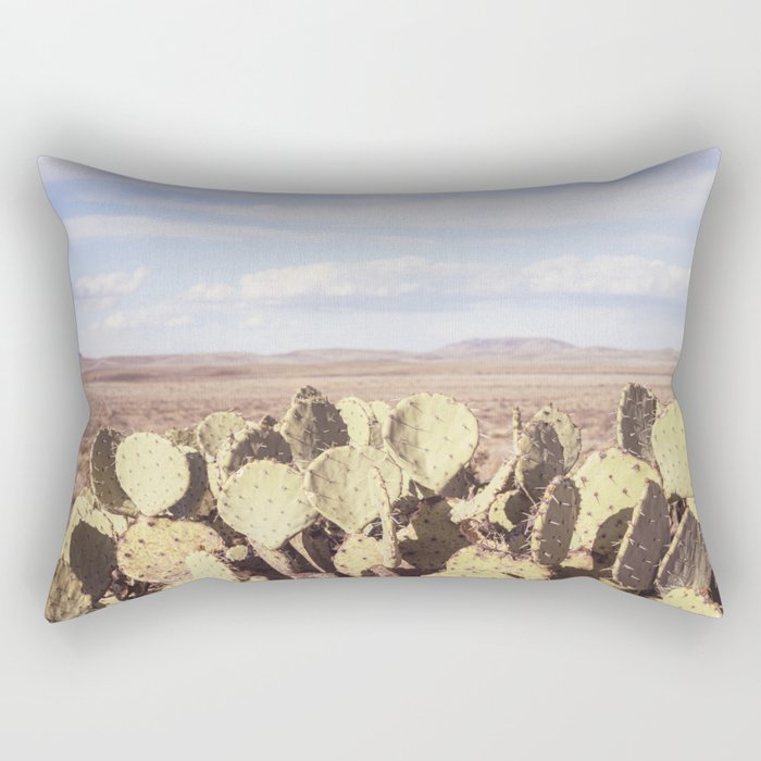 West Texas Landscape x Marathon Prickly Pear Cactus Photography Rectangular Pillow Gallery Image 1