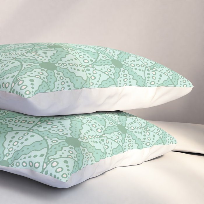 Sea Urchins - Aqua Blue Pillow Sham Gallery Image 3