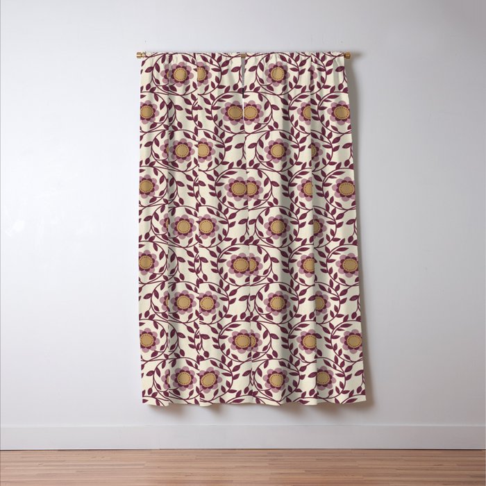 Vintage Floral in Violet Victorian Botanicals Geometric Window Curtain Gallery Image 3