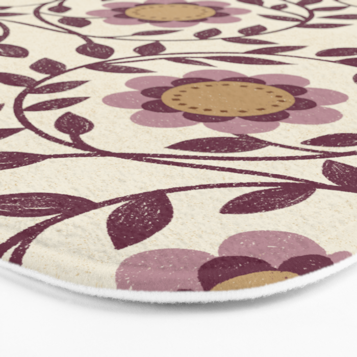 Vintage Floral in Violet Victorian Botanicals Geometric Bath Mat Gallery Image 3