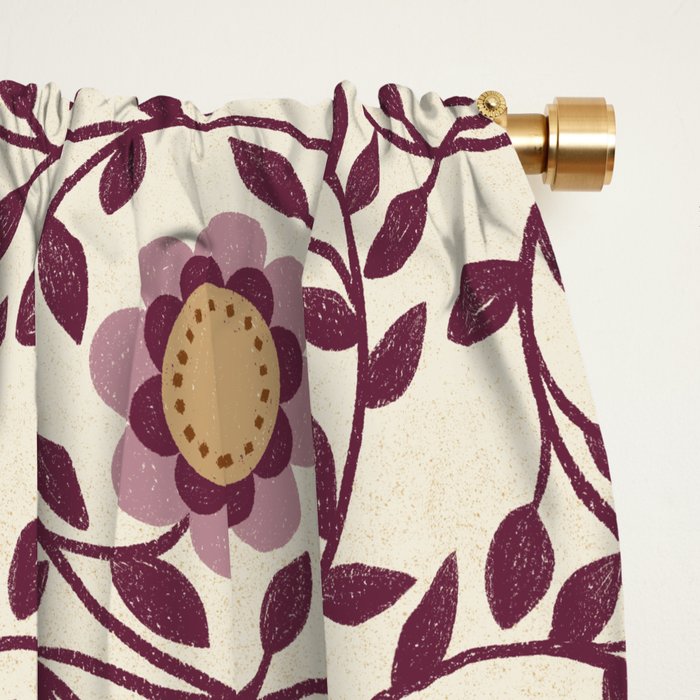 Vintage Floral in Violet Victorian Botanicals Geometric Window Curtain Gallery Image 2