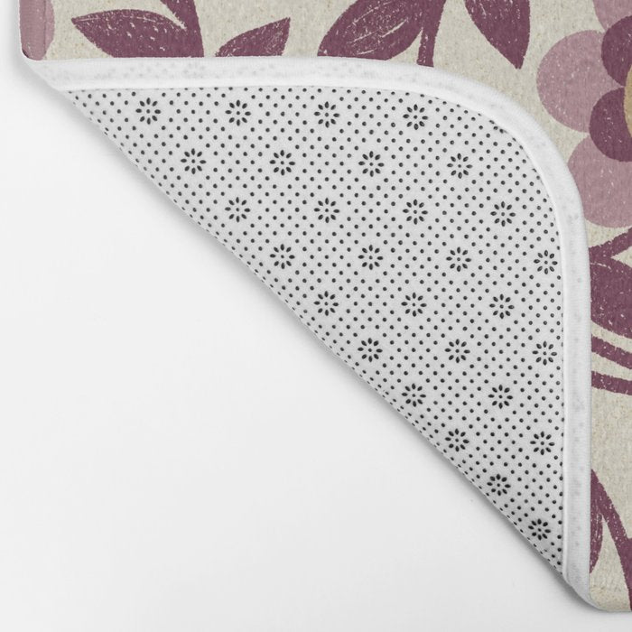 Vintage Floral in Violet Victorian Botanicals Geometric Bath Mat Gallery Image 2