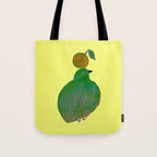 Fat Round Bird and Orange - Green and Yellow Tote Bag Gallery Image 1