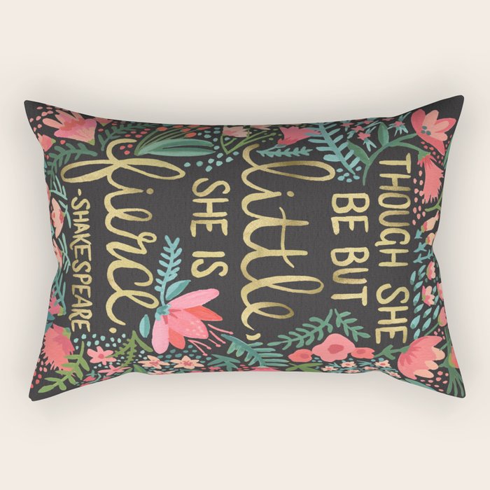 Little & Fierce on Charcoal Rectangular Pillow Gallery Image 1