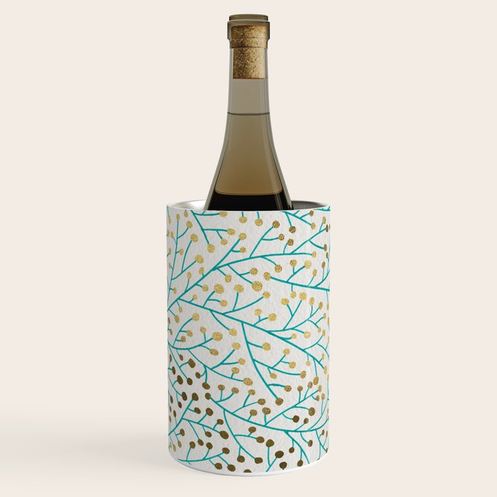 Berry Branches - Turquoise & Gold Wine Chiller Gallery Image 1