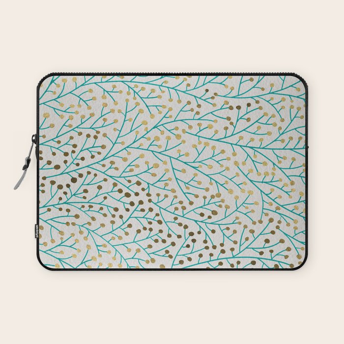 Berry Branches - Turquoise & Gold Laptop Sleeve Gallery Image 1