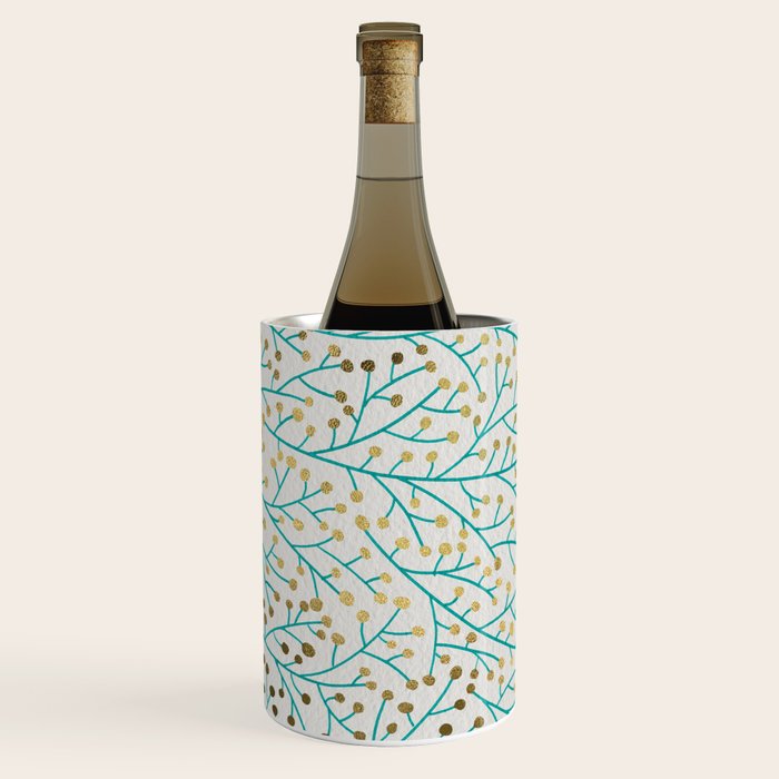 Berry Branches - Turquoise & Gold Wine Chiller Gallery Image 3