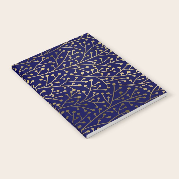Gold Berry Branches on Navy Notebook Gallery Image 2