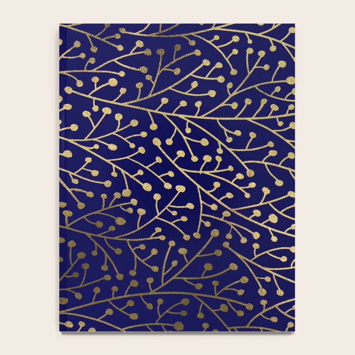 Gold Berry Branches on Navy Notebook Gallery Image 4