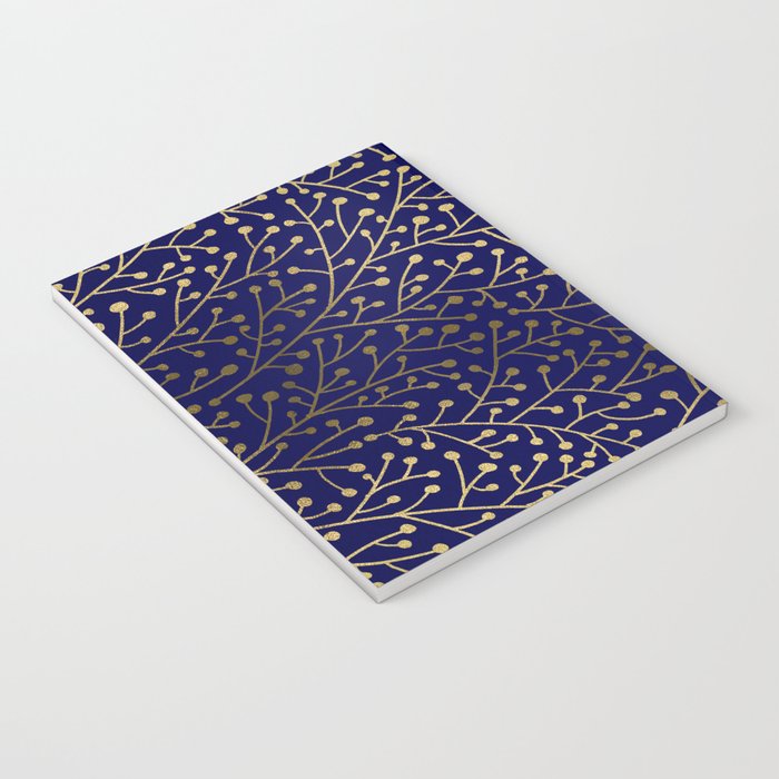 Gold Berry Branches on Navy Notebook Gallery Image 3