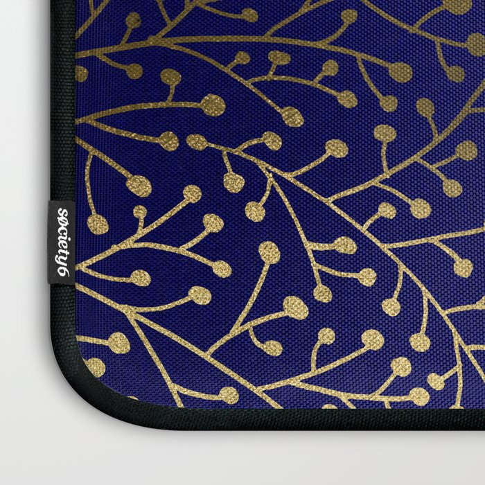 Gold Berry Branches on Navy Laptop Sleeve Gallery Image 3
