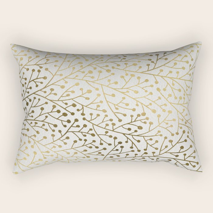 Gold Berry Branches Rectangular Pillow Gallery Image 1