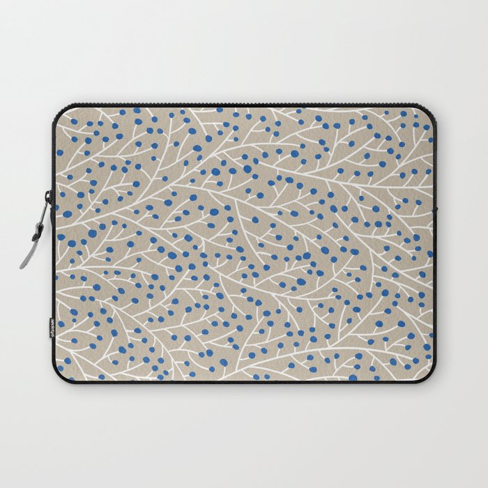 Blue & White Berry Branches Laptop Sleeve Gallery Image 1
