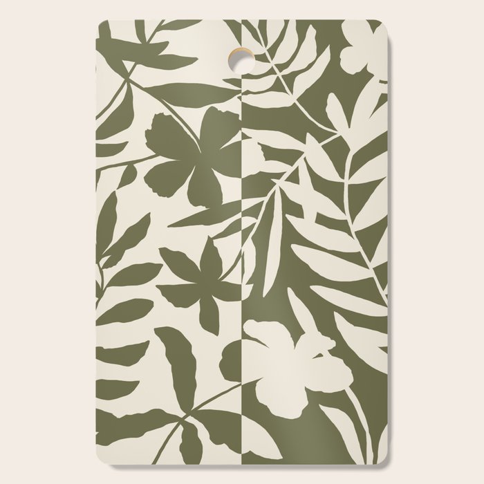 Reverse Floral Olive Green Cutting Board Gallery Image 1