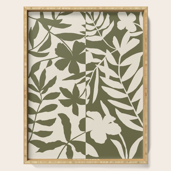 Reverse Floral Olive Green Serving Tray Gallery Image 1