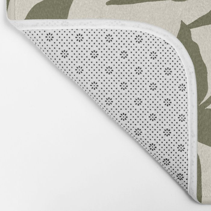 Reverse Floral Olive Green Bath Mat Gallery Image 2