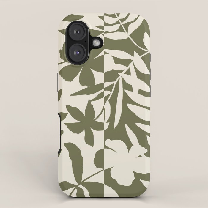 Reverse Floral Olive Green iPhone Case Gallery Image 1