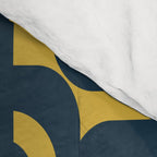 Mid Century Modern Loop Pattern in Navy Blue and Light Mustard Yellow Comforter Gallery Image 4