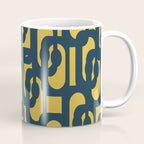 Mid Century Modern Loop Pattern in Navy Blue and Light Mustard Yellow Coffee Mug Gallery Image 1