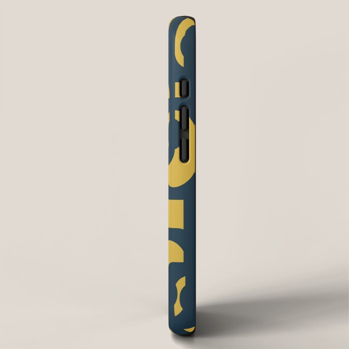 Mid Century Modern Loop Pattern in Navy Blue and Light Mustard Yellow iPhone Case Gallery Image 2