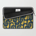 Mid Century Modern Loop Pattern in Navy Blue and Light Mustard Yellow Laptop Sleeve Gallery Image 2