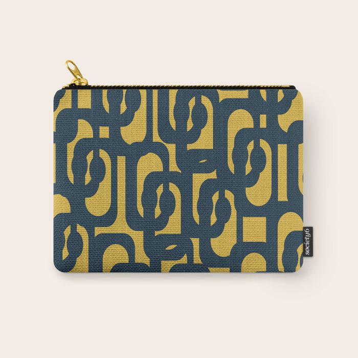 Mid Century Modern Loop Pattern in Navy Blue and Light Mustard Yellow Carry All Pouch Gallery Image 1