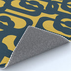 Mid Century Modern Loop Pattern in Navy Blue and Light Mustard Yellow Rug Gallery Image 4