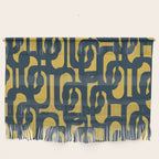 Mid Century Modern Loop Pattern in Navy Blue and Light Mustard Yellow Wall Hanging Gallery Image 1