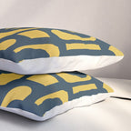Mid Century Modern Loop Pattern in Navy Blue and Light Mustard Yellow Pillow Sham Gallery Image 3