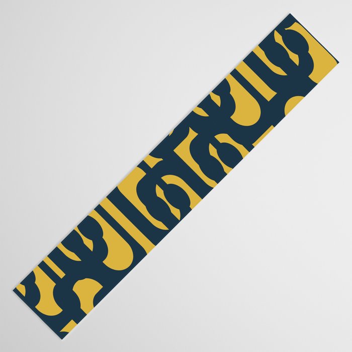 Mid Century Modern Loop Pattern in Navy Blue and Light Mustard Yellow Table Runner Gallery Image 3