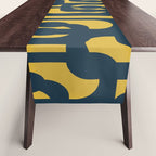 Mid Century Modern Loop Pattern in Navy Blue and Light Mustard Yellow Table Runner Gallery Image 1