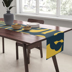 Mid Century Modern Loop Pattern in Navy Blue and Light Mustard Yellow Table Runner Gallery Image 2