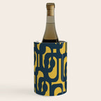 Mid Century Modern Loop Pattern in Navy Blue and Light Mustard Yellow Wine Chiller Gallery Image 2