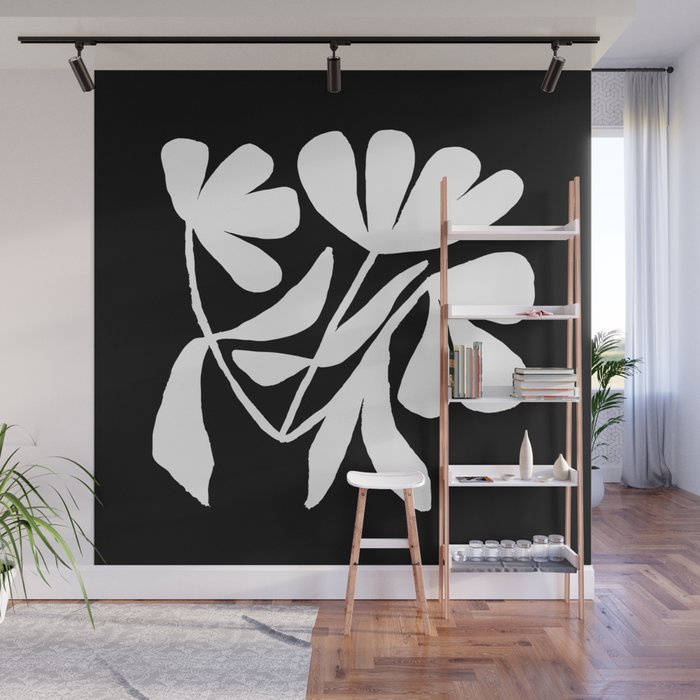 Tulip Fossil In Black  Wall Mural Gallery Image 1