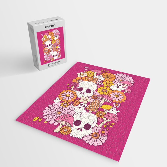 Spooky Mushroom Garden - Fuchsia Jigsaw Puzzle Gallery Image 2