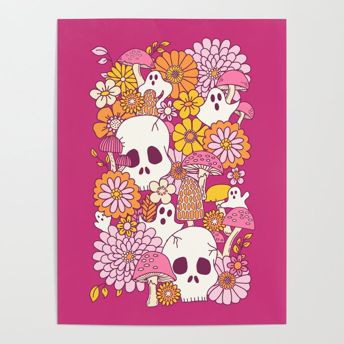 Spooky Mushroom Garden - Fuchsia Poster Gallery Image 4
