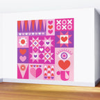 I Love You Checkerboard - Pink Red & Purple Wall Mural Gallery Image 2