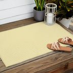 Fine Stripes Narrow Vertical Stripe Pattern in Butter Yellow and White Outdoor Rug Gallery Image 2