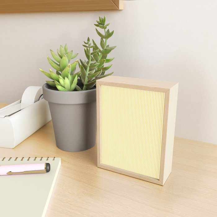 Fine Stripes Narrow Vertical Stripe Pattern in Butter Yellow and White Mini Art Print Gallery Image 2
