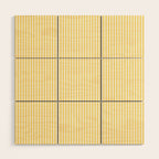 Fine Stripes Narrow Vertical Stripe Pattern in Butter Yellow and White Wood Wall Art Gallery Image 1