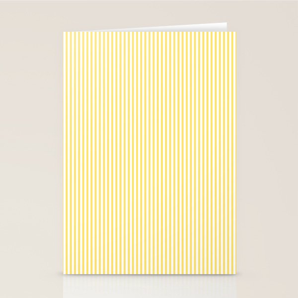 Fine Stripes Narrow Vertical Stripe Pattern in Butter Yellow and White Stationery Card Gallery Image 2