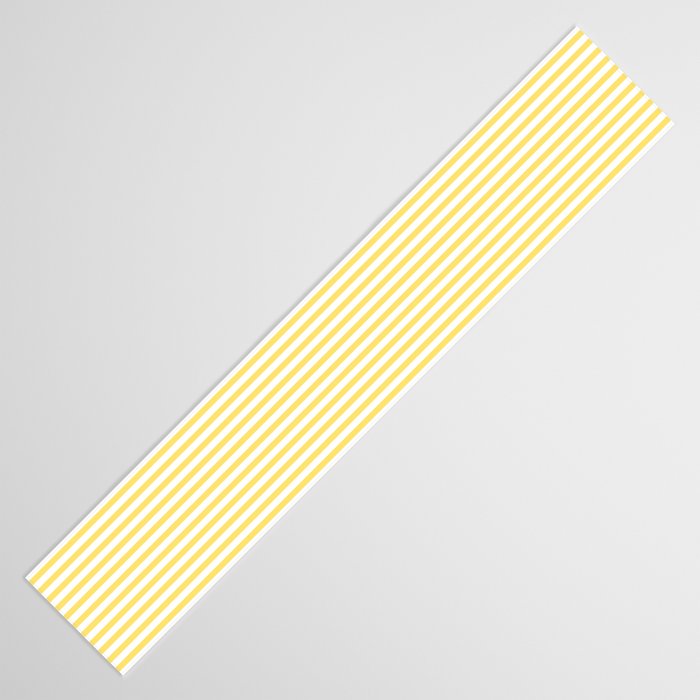 Fine Stripes Narrow Vertical Stripe Pattern in Butter Yellow and White Table Runner Gallery Image 3