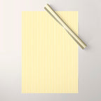 Fine Stripes Narrow Vertical Stripe Pattern in Butter Yellow and White Wrapping Paper Gallery Image 1