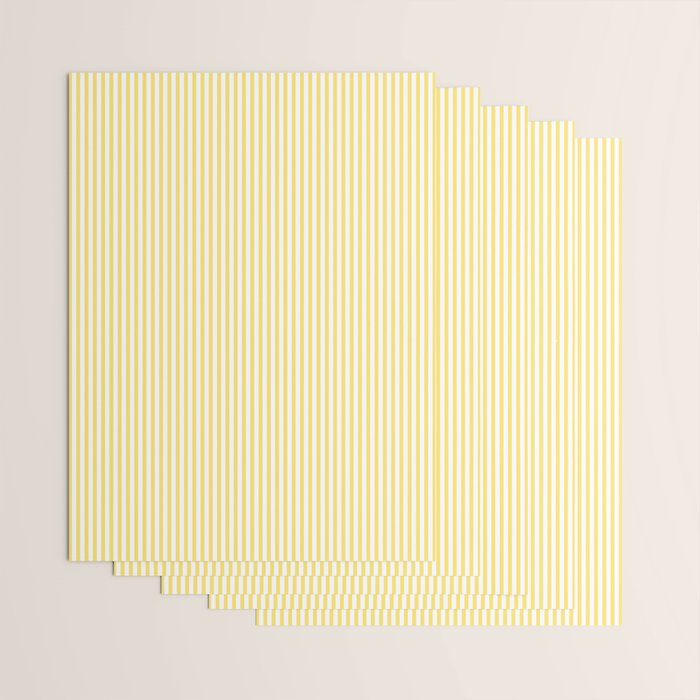 Fine Stripes Narrow Vertical Stripe Pattern in Butter Yellow and White Wrapping Paper Gallery Image 3