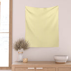 Fine Stripes Narrow Vertical Stripe Pattern in Butter Yellow and White Wall Tapestry Gallery Image 2