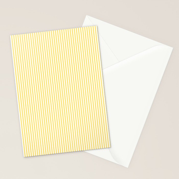 Fine Stripes Narrow Vertical Stripe Pattern in Butter Yellow and White Stationery Card Gallery Image 2