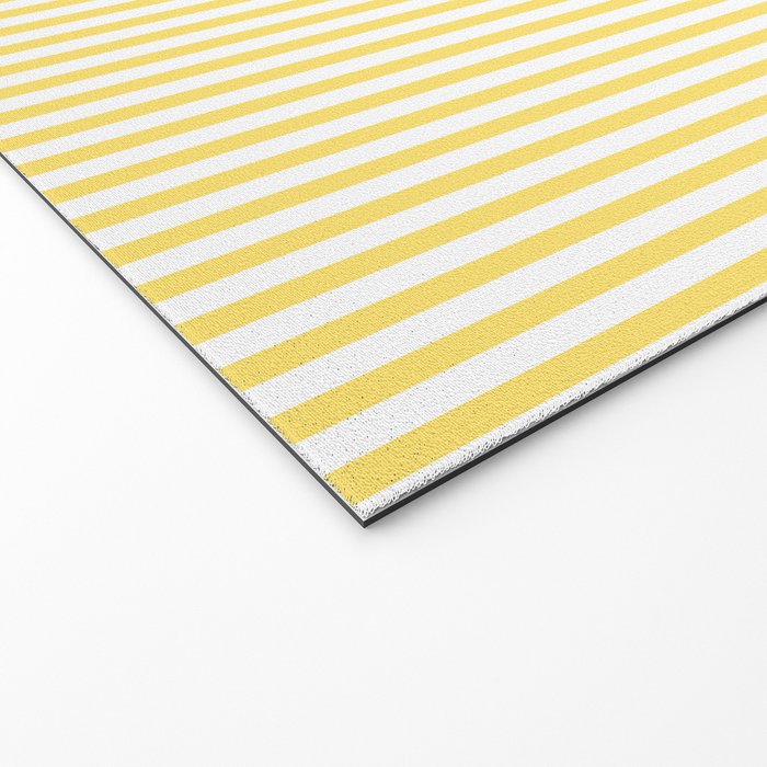 Fine Stripes Narrow Vertical Stripe Pattern in Butter Yellow and White Welcome Mat Gallery Image 2