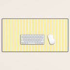 Fine Stripes Narrow Vertical Stripe Pattern in Butter Yellow and White Desk Mat Gallery Image 1