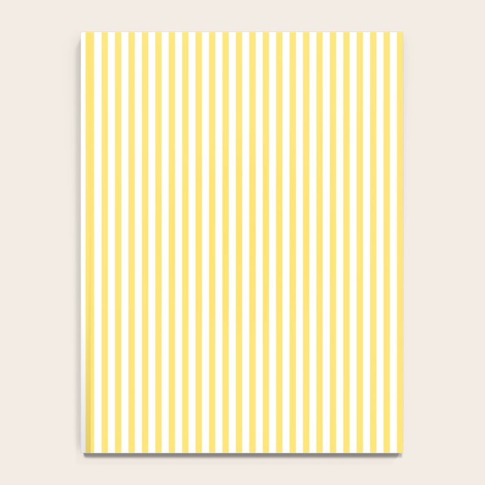 Fine Stripes Narrow Vertical Stripe Pattern in Butter Yellow and White Notebook Gallery Image 4