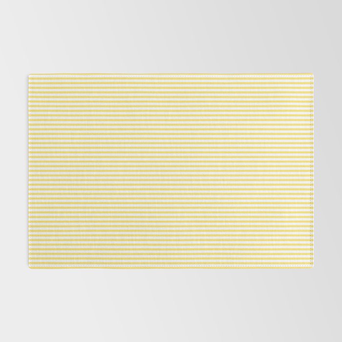 Fine Stripes Narrow Vertical Stripe Pattern in Butter Yellow and White Rug Gallery Image 2